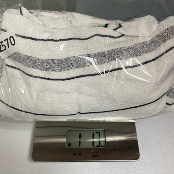 Scoop Caftan White Striped Colorful Embroidery Oversized Bohemian Artsy Fun‎ 1X - Picture 14 of 14